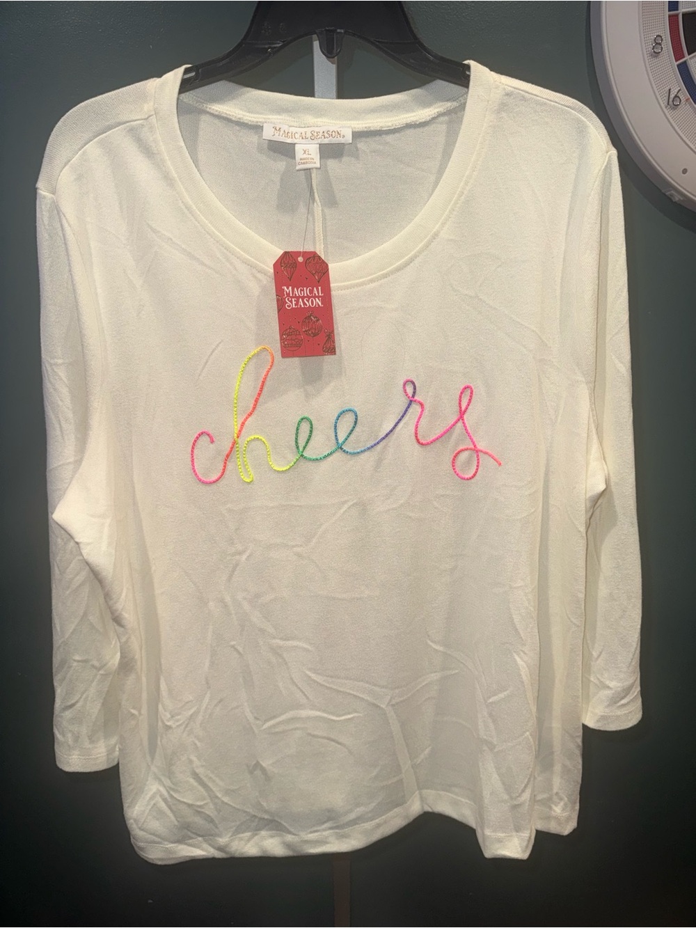Women's White Long Sleeve 'Cheers' Tee